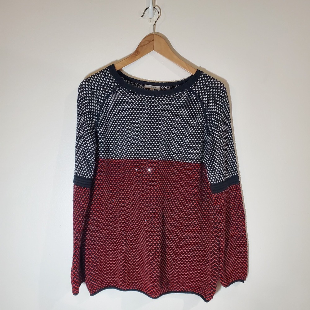 Lisa Todd Size M Sweater Pullover Sequin Black Cotton Cashmere Artsy Art to wear